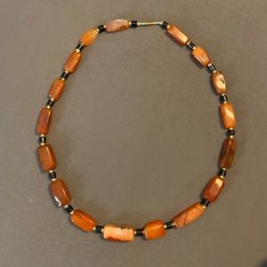 Vintage Large Carnelian Agate Natural Beaded Orange / Red Necklace 18-19.5"inch